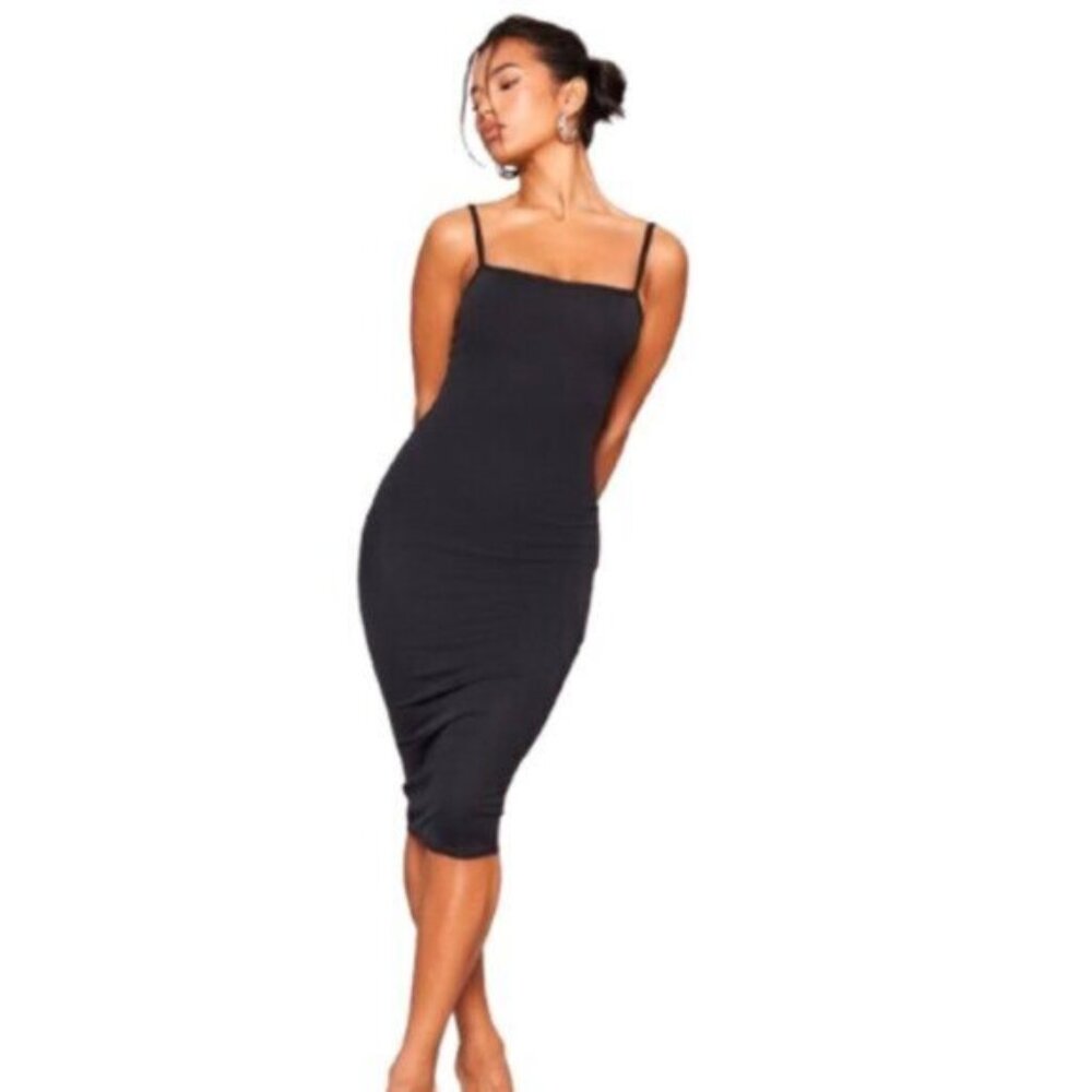 Black Strappy Midi Dress PLT Size 2